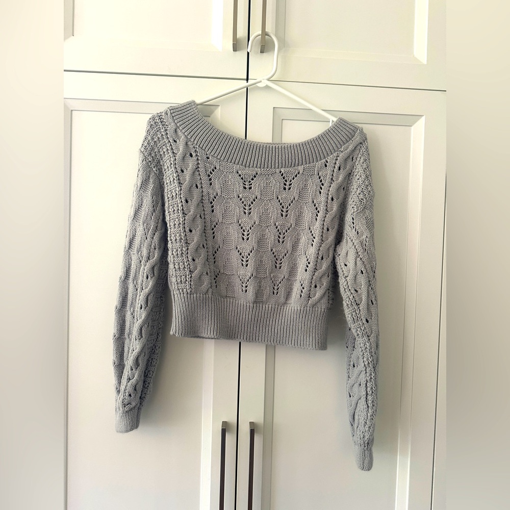 Grey Cable Knit Women's Sweater
